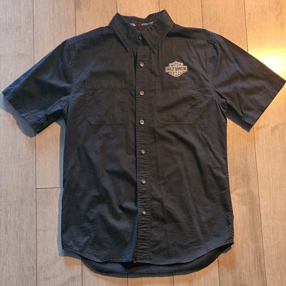 Genuine Preowned Harley-Davidson Men's Dark Blue Button Down Shirt Size Small